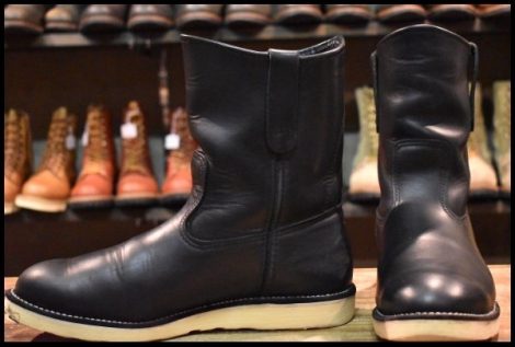 【10E 良品 08年】レッドウィング 8169 ペコス 黒 ブラッククローム プルオン クッションソール ブーツ redwing pecos HOPESMORE