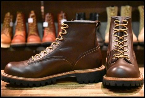 【8D 美品 09年】レッドウィング 2933 ビブラム ラインマン 茶 ブラウン チョコレート クローム 編み上げ ブーツ redwing HOPESMORE
