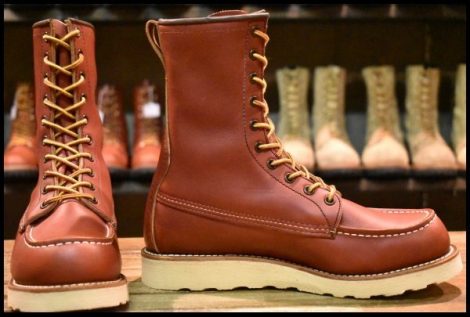 【7D 美品 犬タグ復刻 18年】レッドウィング 8877 アイリッシュセッター 赤茶 オロラセット モック ロング ブーツ redwing HOPESMORE