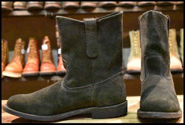 【9D 美品 07年】レッドウィング 8186 黒スエード ブラック ペコス ブラックラフアウト プルオン pecos ブーツ redwing HOPESMORE