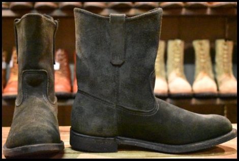 【9D 美品 07年】レッドウィング 8186 黒スエード ブラック ペコス ブラックラフアウト プルオン pecos ブーツ redwing HOPESMORE