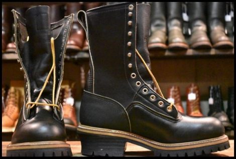 【8D DEAD PT91刺繍 98年】レッドウィング 2210 ロガー 黒 ブラッククローム スチールトゥ 編み上げ ブーツ redwing 2218 HOPESMORE