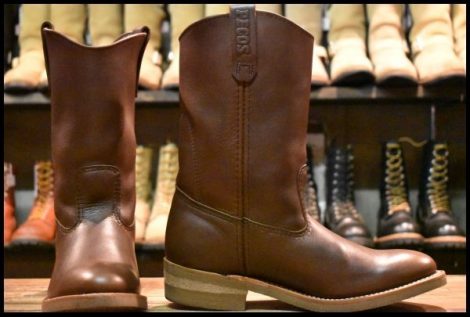 【8.5E 箱付 美品 24年】レッドウィング 1155 ペコス 茶 ブラウン ベルバリタン ロング プルオン ブーツ redwing pecos HOPESMORE
