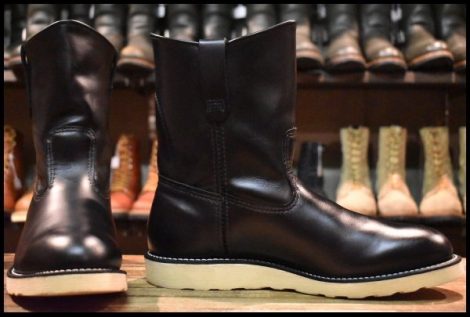 【11E 箱付 美品 18年】レッドウィング 8169 ペコス 黒 ブラッククローム クッションソール プルオン ブーツ redwing pecos HOPESMORE