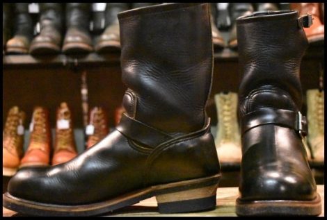 【9D 良品 PT91刺繍 98年】レッドウィング 2268 エンジニア 黒 ブラッククローム スチールトゥ プルオン ブーツ redwing HOPESMORE