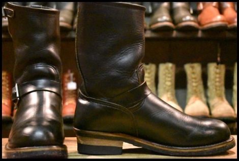 【9D 良品 PT91刺繍 98年】レッドウィング 2268 エンジニア 黒 ブラッククローム スチールトゥ プルオン ブーツ redwing HOPESMORE
