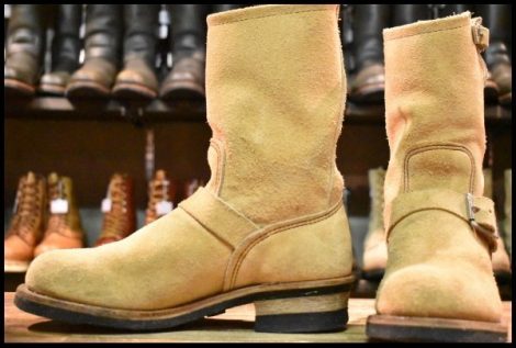 【8.5D 良品 PT91プリント】レッドウィング 8268 スエード エンジニア ラフアウト スチールトゥ ベージュ ブーツ redwing HOPESMORE