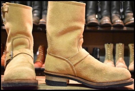 【8.5D 良品 PT91プリント】レッドウィング 8268 スエード エンジニア ラフアウト スチールトゥ ベージュ ブーツ redwing HOPESMORE