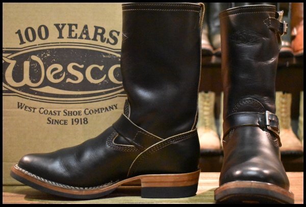 【7.5D 美品 21年 旧ロゴ】WESCO ウエスコ MISTER LOU 7600 ブラックホースハイド 黒 10インチハイト エンジニア BOSS ブーツ HOPESMORE