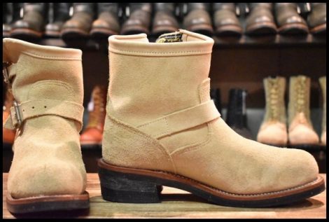【8.5E 良品 黒タグ】Chippewa チペワ 1901M56 ショートエンジニア 7インチハイト サンドスエード ベージュ ブーツ HOPESMORE