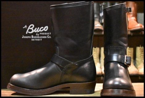 【9D 箱付 美品】BUCO ブコ リアルマッコイズ 112-3581#4031 BA11010 エンジニア 黒 ブラック ホースハイド キャッツポウ ブーツ HOPESMORE