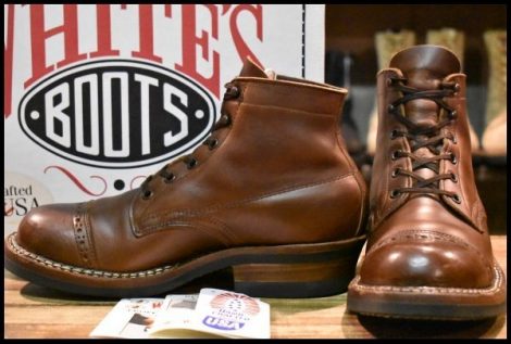 【6.5E 箱付 良品】WHITE’S ホワイツ セミドレス ディストレスド 茶 ビブラム700シングル メダリオントゥ ブーツ HOPESMORE
