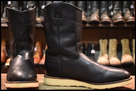 【8.5E 良品 黒タグ】Chippewa チペワ プルオンブーツ 93420 ペコス ブラック 黒 ビブラム4014シングル ブラック pecos HOPESMORE