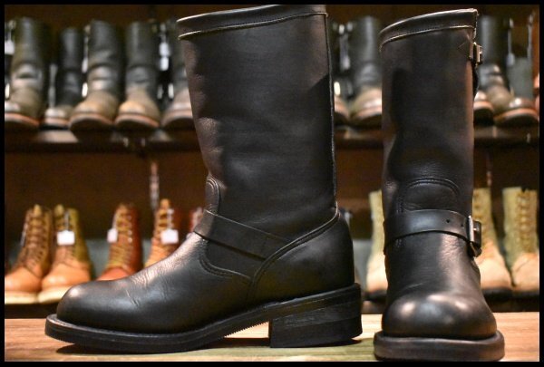 【7D 良品 白タグ】Chippewa チペワ 97863 エンジニア 黒 ブラック スチールトゥ プルオン 10インチハイト ブーツ HOPESMORE