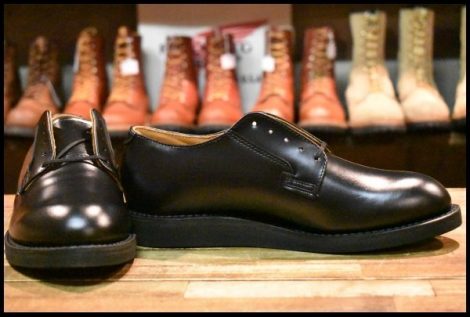 【7.5D 箱付 未使用 25年】レッドウィング 101 ポストマン シューズ 黒 ブラック シャパラル 短靴 レースアップ ブーツ redwing HOPESMORE