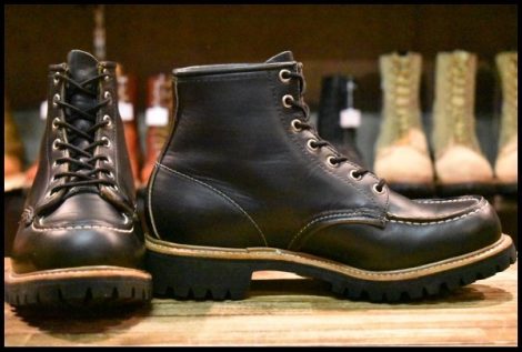 【7.5E 美品 旧羽タグ 91年03月刻印】レッドウィング 8176 ビブラム アイリッシュセッター 黒 ブラック モック ブーツ redwing HOPESMORE