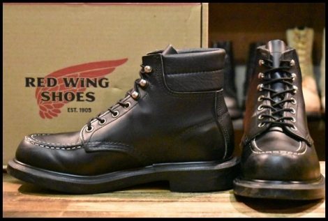 【7.5E 箱付 良品 16年】レッドウィング 8133 スーパーソール 黒 ブラッククローム モックトゥ レースアップ ブーツ redwing HOPESMORE