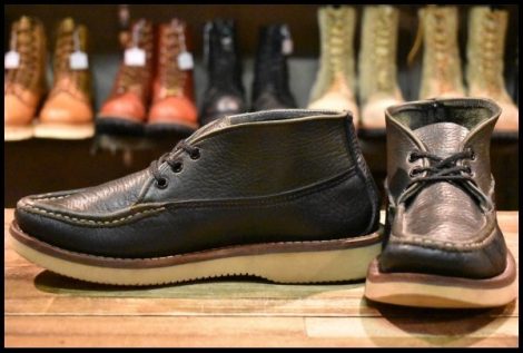 【8EE 良品】RUSSELLMOCCASIN ラッセルモカシン スポーティングクレーチャッカ グリーンエンボス×ブラック シボ革 ブーツ HOPESMORE