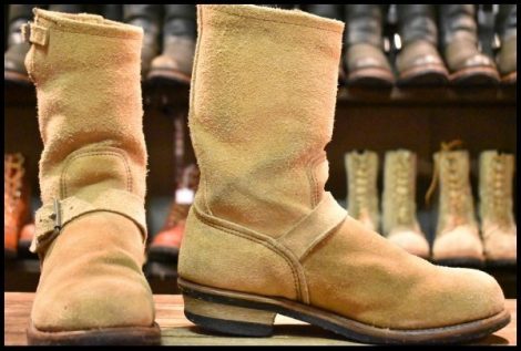 【7.5D 中古 PT91刺繍 97年】レッドウィング 8268 スエード エンジニア タン ラフアウト スチールトゥ ブーツ redwing HOPESMORE