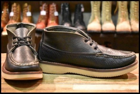 【8EE 良品】RUSSELLMOCCASIN ラッセルモカシン スポーティングクレーチャッカ グリーンエンボス×ブラック シボ革 ブーツ HOPESMORE