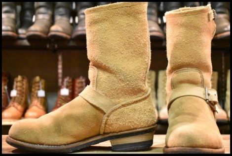 【7.5D 中古 PT91刺繍 97年】レッドウィング 8268 スエード エンジニア タン ラフアウト スチールトゥ ブーツ redwing HOPESMORE