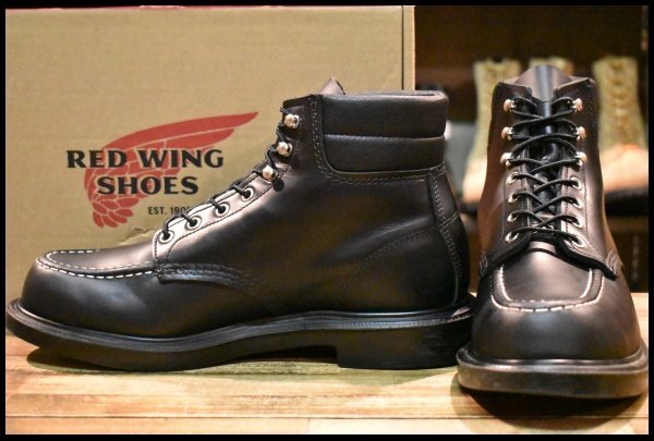 【10E 箱付 美品 23年】レッドウィング 8133 スーパーソール 黒 ブラッククローム モックトゥ 編み上げ ブーツ redwing HOPESMORE