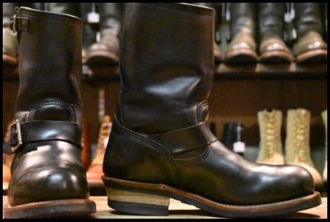 【7D 箱付 良品 14年】レッドウィング 2268 エンジニア 黒 ブラッククローム プルオン スチールトゥ ブーツ redwing HOPESMORE