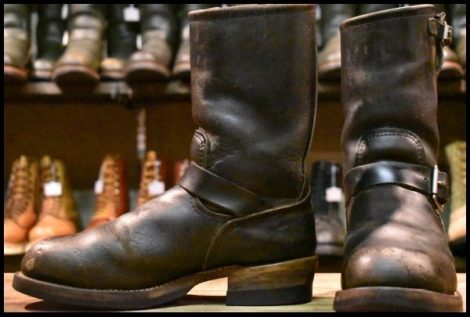 【7.5D 中古 PT91プリント カスタム】レッドウィング 2268 エンジニア ブラッククローム スチールトゥ プルオン ブーツ redwing HOPESMORE