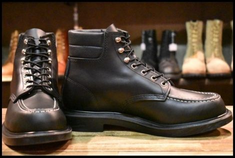 【10E 箱付 美品 23年】レッドウィング 8133 スーパーソール 黒 ブラッククローム モックトゥ 編み上げ ブーツ redwing HOPESMORE