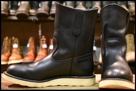【7E 良品 10年】レッドウィング 8169 ペコス 黒 ブラッククローム プルオン クッションソール ブーツ redwing pecos HOPESMORE
