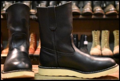 【7E 良品 10年】レッドウィング 8169 ペコス 黒 ブラッククローム プルオン クッションソール ブーツ redwing pecos HOPESMORE