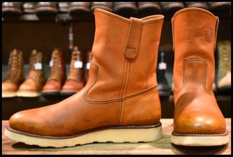 【9.5E 良品 緑犬タグ 犬刻印 97年】レッドウィング 866 ペコス 茶 オロイジナル ブラウン プルオン ブーツ redwing pecos HOPESMORE