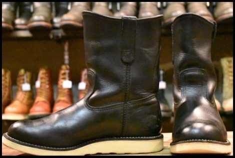【8E 良品 10年】レッドウィング 8169 ペコス 黒 ブラッククローム プルオン クッションソール ブーツ redwing pecos HOPESMORE