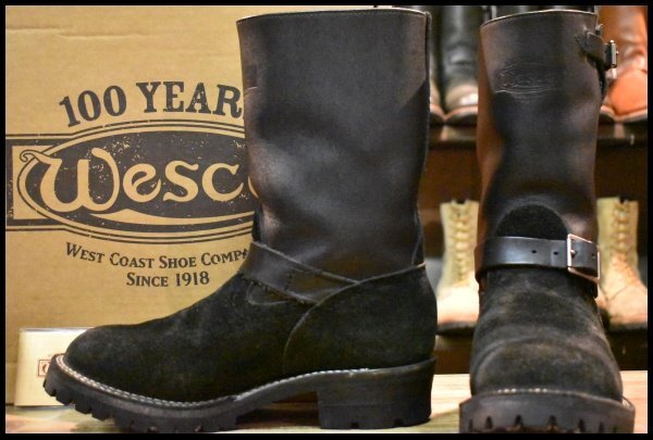 【8E 箱付 良品 23年】WESCO ウエスコ カスタムボス ブラック×ブラックラフアウト 黒 10インチハイト エンジニア ブーツ BOSS HOPESMORE