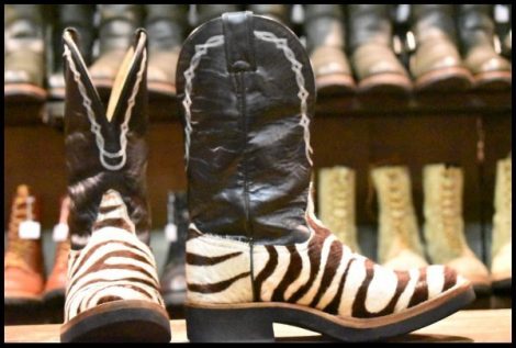 【7B 良品】Tony Lama トニーラマ ウエスタンブーツ VL2611 ゼブラ柄 ハラコ 黒 プルオン ローパー リオス ルケーシー HOPESMORE