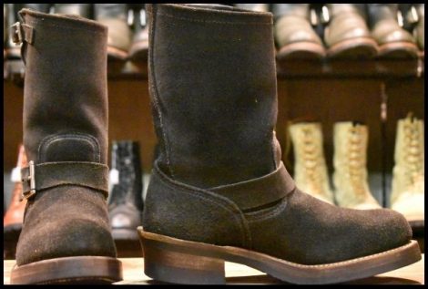 【7D 良品 10年 カスタム】レッドウィング 8274 黒スエード エンジニア ブラック ラフアウト スチールトゥ ブーツ redwing HOPESMORE