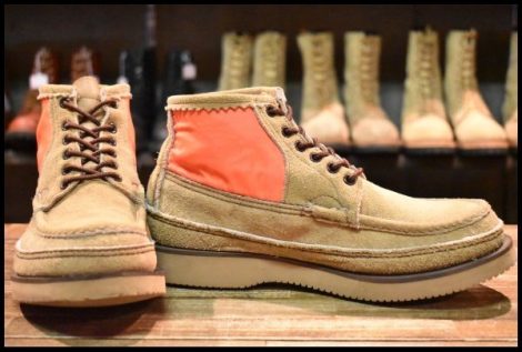 【7E 美品】RUSSELL MOCCASIN ラッセルモカシン ショートPH サファリ ダブルモカシン ララミースエード×オレンジ ブーツ HOPESMORE