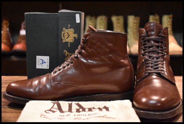 【7D 良品 LEATHER SOUL別注】ALDEN オールデン 45172 レースアップブーツ ブラウン カーフ 茶 編み上げ プレーントゥ HOPESMORE
