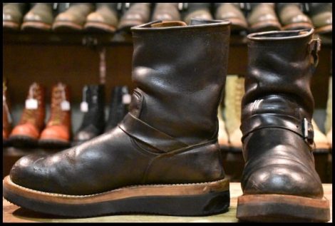 【8D ジャンク PT83 カスタム】レッドウィング 2268 エンジニア 黒 クローム スチールトゥ ビブラム2021 ブーツ redwing HOPESMORE