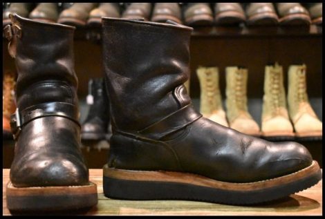 【8D ジャンク PT83 カスタム】レッドウィング 2268 エンジニア 黒 クローム スチールトゥ ビブラム2021 ブーツ redwing HOPESMORE