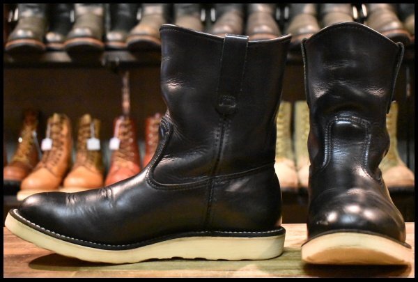 【9E 良品 07年】レッドウィング 8169 ペコス 黒 ブラッククローム プルオン クッションソール ブーツ redwing pecos HOPESMORE