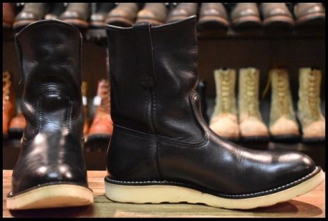 【9E 良品 07年】レッドウィング 8169 ペコス 黒 ブラッククローム プルオン クッションソール ブーツ redwing pecos HOPESMORE