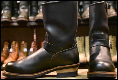 【9D 美品 PT91プリント】レッドウィング 2268 エンジニア ブラッククローム スチールトゥ プルオン ブーツ redwing HOPESMORE