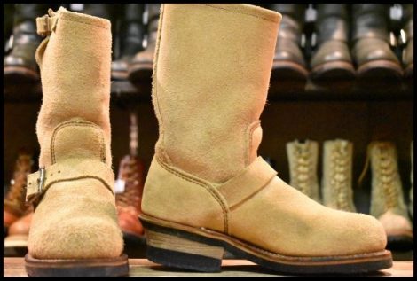 【5D 良品 PT99プリント 旧シルエット ベルト位置低い 03年】レッドウィング 8268 スエード エンジニア ブーツ redwing HOPESMORE