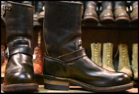 【8D 良品 PT83 90年10月刻印】レッドウィング 2268 エンジニア 黒 ブラック クローム スチールトゥ ブーツ redwing PT91 HOPESMORE