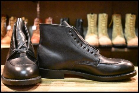 【8.5D 箱付 未使用 15年】レッドウィング 9090 ジラード 黒 ブラック フェザーストーン モックトゥ 編み上げ ブーツ redwing HOPESMORE