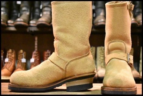 【5D 良品 PT99プリント 旧シルエット ベルト位置低い 03年】レッドウィング 8268 スエード エンジニア ブーツ redwing HOPESMORE
