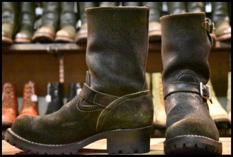 【8.5E 良品 08年】WESCO ウエスコ カスタムボス 黒スエード ブラックラフアウト ビブラム100 9インチハイト エンジニア ブーツ BOSS HOPES