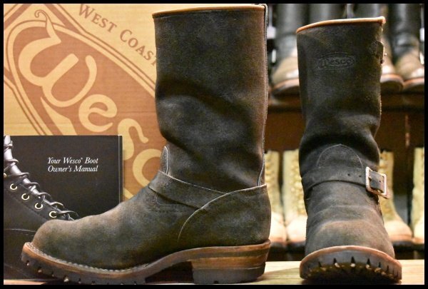 【8.5E 箱付 良品 12年】WESCO ウエスコ カスタムボス ブラックラフアウト 黒 11インチハイト ビブラム100 エンジニア ブーツ HOPESMORE