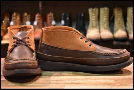 【8.5E 良品】RUSSELL MOCCASIN ラッセルモカシン スポーティングクレーチャッカ ブラウン マルチ ツートン 短靴 ブーツ HOPESMORE